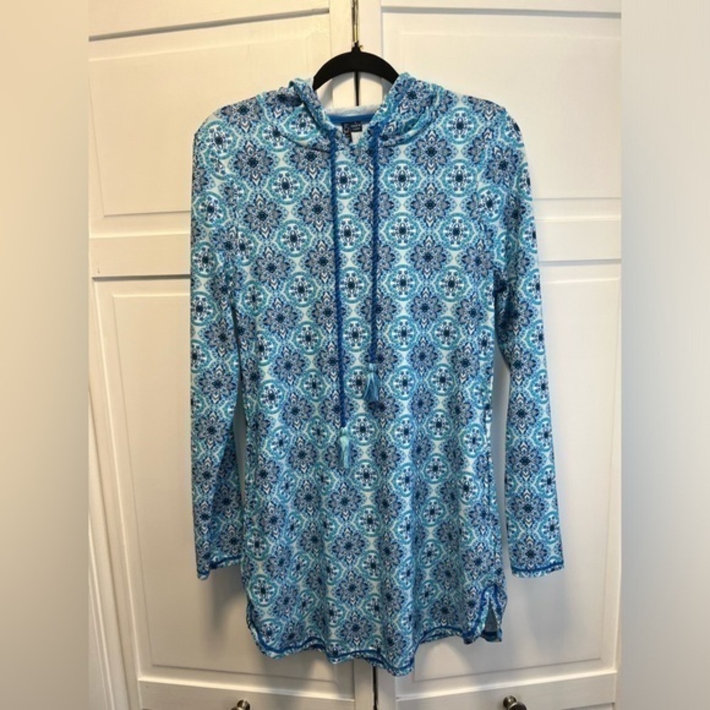 Aqua ET Sol SunSheild Hooded Tunic Swimsuit Cover-Up Size Women’s Small